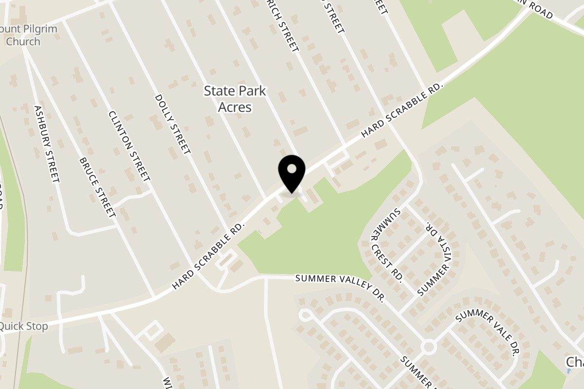 Map showing the location of Big Bull's Bang'n BBQ & Southern Comfort Food on 2614 Hard Scrabble Rd in Columbia